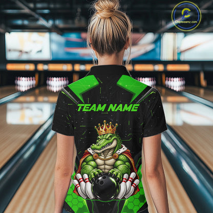 Custom Funny King Alligator Bowling Shirts Crown Bowling Jersey for Women QZT1323