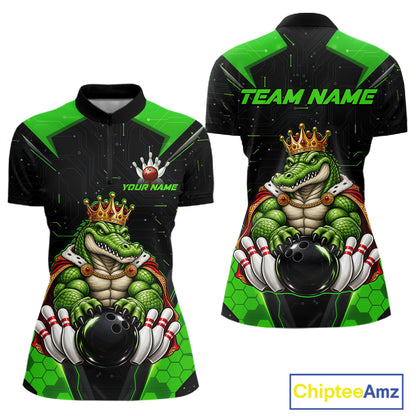 Custom Funny King Alligator Bowling Shirts Crown Bowling Jersey for Women QZT1323