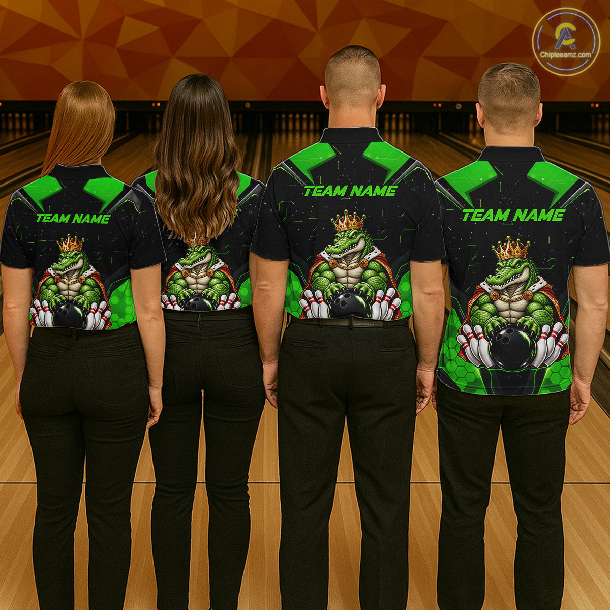 Custom Funny King Alligator Bowling Shirts Crown Bowling Jersey for Women QZT1323