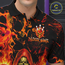 Load image into Gallery viewer, Custom Flame Skeleton Bowling Shirt for Men Bowling Jersey Polo &amp; Quarter-Zip Bowling Outfit QZT1011