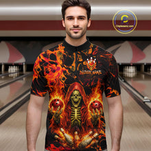 Load image into Gallery viewer, Custom Flame Skeleton Bowling Shirt for Men Bowling Jersey Polo &amp; Quarter-Zip Bowling Outfit QZT1011