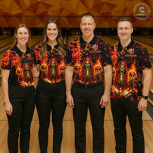 Load image into Gallery viewer, Custom Flame Skeleton Bowling Shirt for Men Bowling Jersey Polo &amp; Quarter-Zip Bowling Outfit QZT1011
