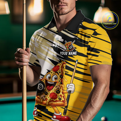 Custom Funny Pizza Billiard Shirt for Men 8 Ball Billiard Pool Jersey BHT142