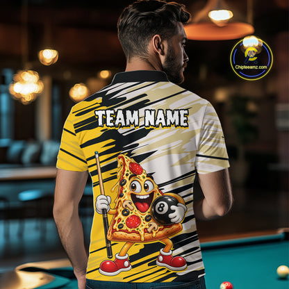 Custom Funny Pizza Billiard Shirt for Men 8 Ball Billiard Pool Jersey BHT142
