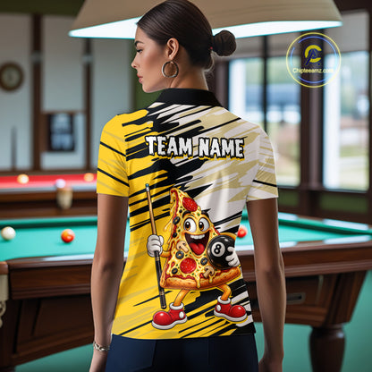 Custom Funny Pizza Billiard Shirt for Women 8 Ball Billiard Pool Jersey BHT142