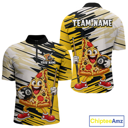 Custom Funny Pizza Billiard Shirt for Men 8 Ball Billiard Pool Jersey BHT142