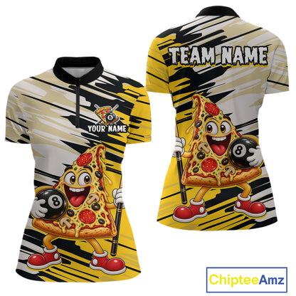 Custom Funny Pizza Billiard Shirt for Women 8 Ball Billiard Pool Jersey BHT142