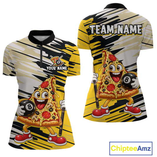 Custom Funny Pizza Billiard Shirt for Women 8 Ball Billiard Pool Jersey BHT142