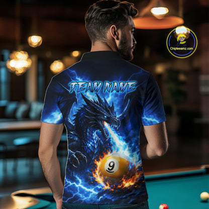 Custom Flame Dragon Billiard Shirt for Men 8 Ball 9 Ball Billiard Pool Jersey BHT143