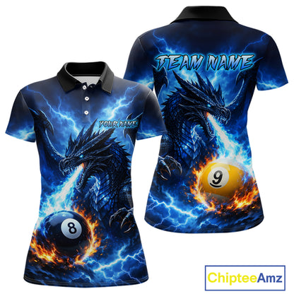 Custom Flame Dragon Billiard Shirt for Women 8 Ball 9 Ball Billiard Pool Jersey BHT143