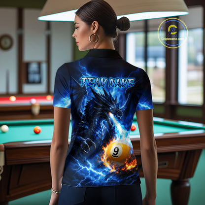 Custom Flame Dragon Billiard Shirt for Women 8 Ball 9 Ball Billiard Pool Jersey BHT143