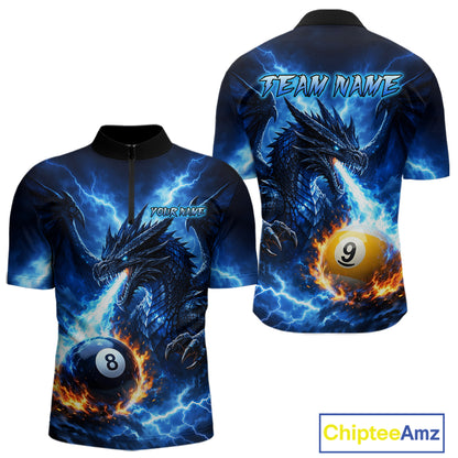 Custom Flame Dragon Billiard Shirt for Men 8 Ball 9 Ball Billiard Pool Jersey BHT143
