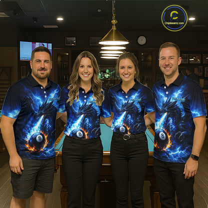Custom Flame Dragon Billiard Shirt for Men 8 Ball 9 Ball Billiard Pool Jersey BHT143