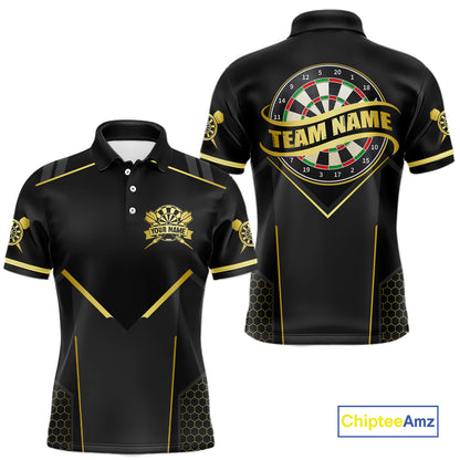 Black & Gold Dart Shirt for Men Custom Dart Dartboard League Jersey Polo & 1/4-Zip DHT105