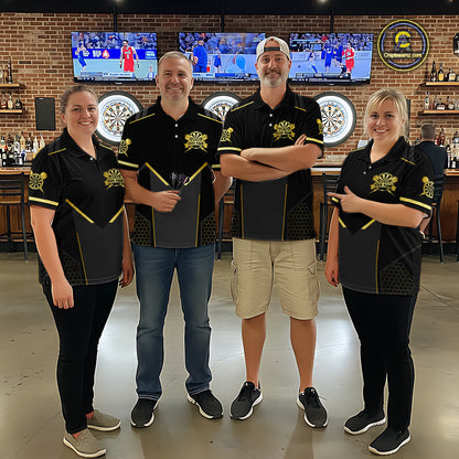 Black & Gold Dart Shirt for Women Custom Dart Dartboard League Jersey Polo & 1/4-Zip DHT105