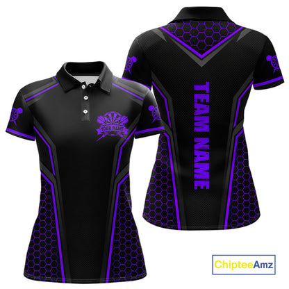 Black & Purple Dart Team Shirt for Women Custom Dart League Jersey Polo & 1/4-Zip DHT98