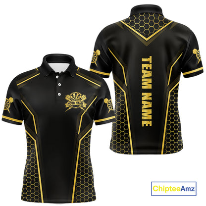 Black & Gold Dart Team Shirt for Men Custom Dart League Jersey Polo & 1/4-Zip DHT98