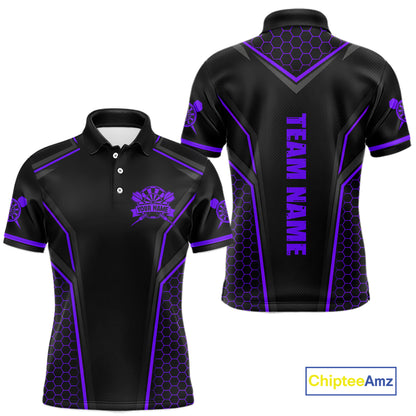 Black & Purple Dart Team Shirt for Men Custom Dart League Jersey Polo & 1/4-Zip DHT98