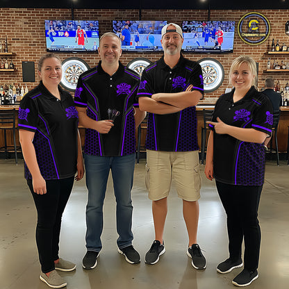 Black & Purple Dart Team Shirt for Men Custom Dart League Jersey Polo & 1/4-Zip DHT98