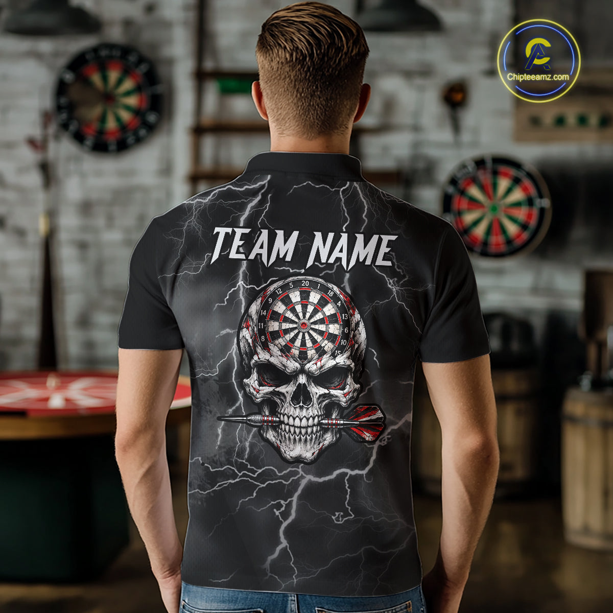 Custom Lightning Thunder Skull Dart Shirt for Men Dart Jersey Polo & 1/4-Zip DHT99