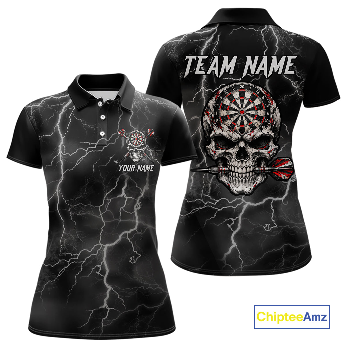 Custom Lightning Thunder Skull Dart Shirt for Women Dart Jersey Polo & 1/4-Zip DHT99