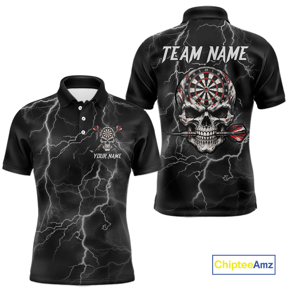 Custom Lightning Thunder Skull Dart Shirt for Men Dart Jersey Polo & 1/4-Zip DHT99