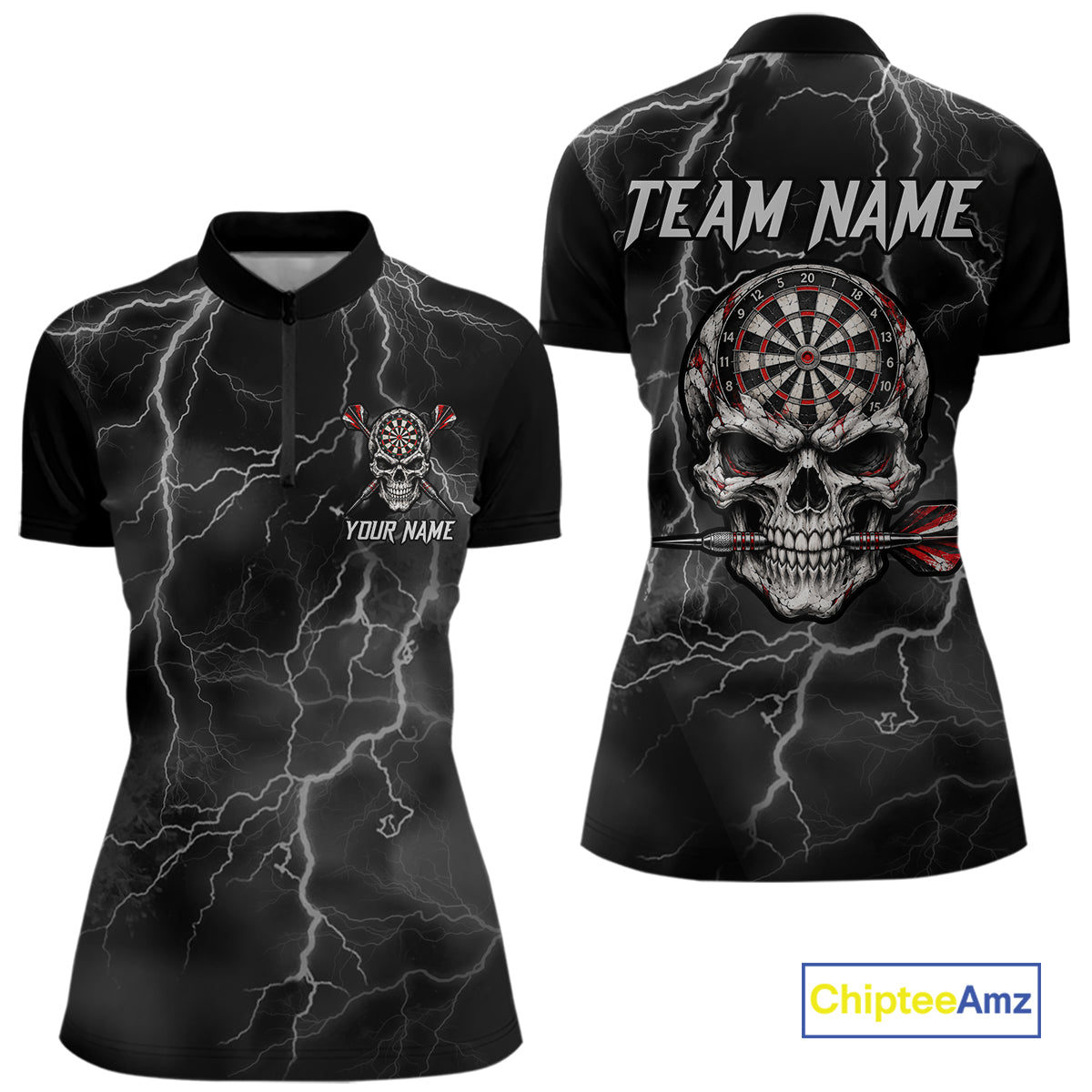 Custom Lightning Thunder Skull Dart Shirt for Women Dart Jersey Polo & 1/4-Zip DHT99