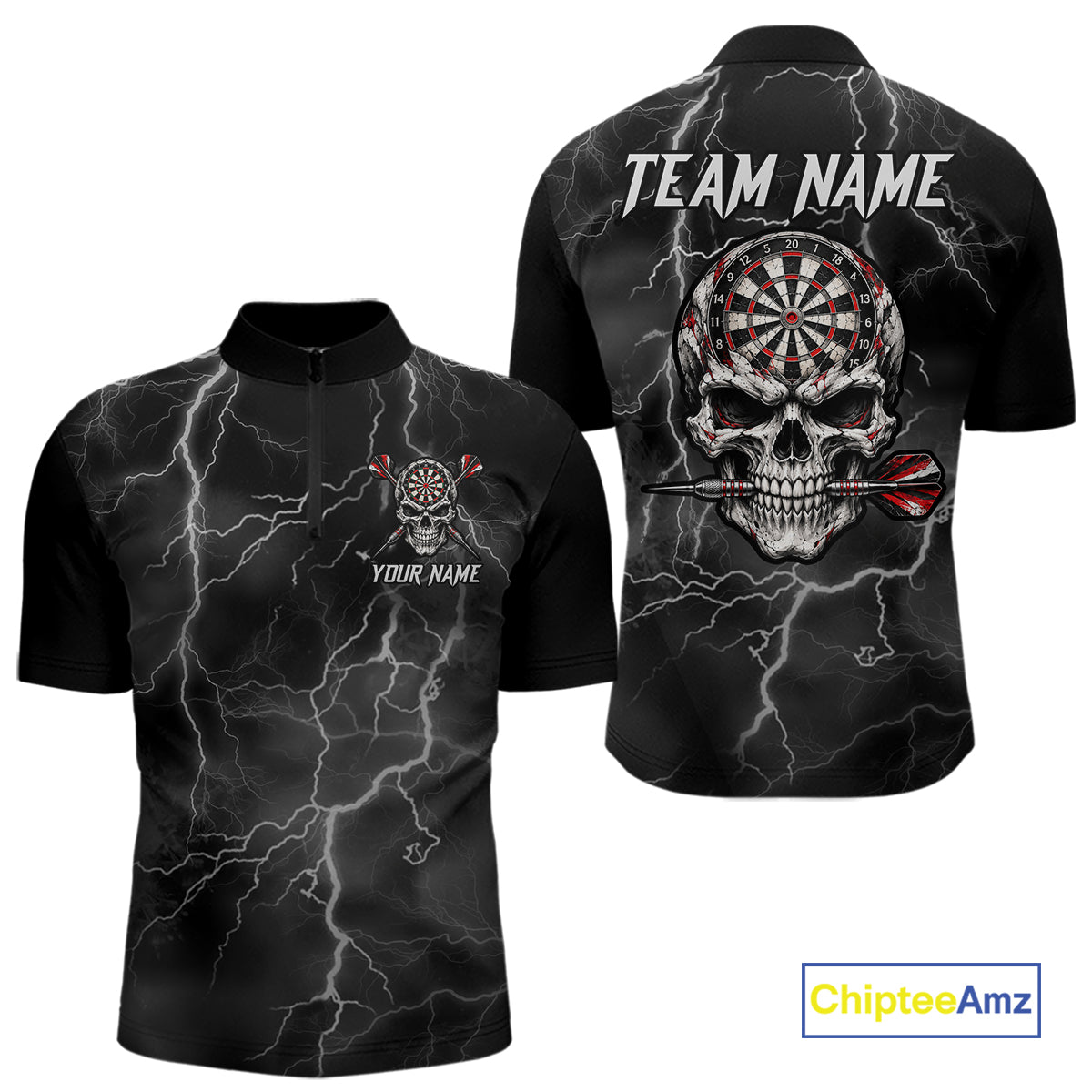 Custom Lightning Thunder Skull Dart Shirt for Men Dart Jersey Polo & 1/4-Zip DHT99