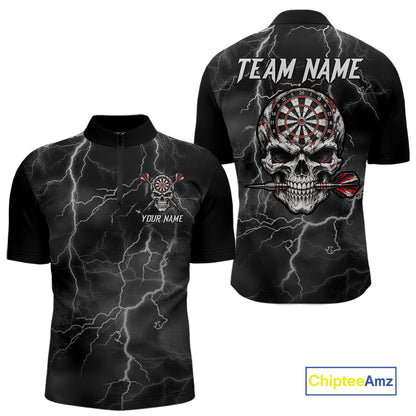 Custom Lightning Thunder Skull Dart Shirt for Men Dart Jersey Polo & 1/4-Zip DHT99