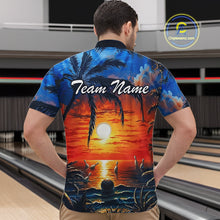 Load image into Gallery viewer, Custom Bowling Jersey Polo &amp; 1/4 Zip Sunset Tropical Sublimated Bowling Shirt for Men QZT836