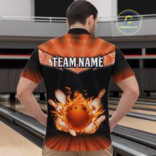 Load image into Gallery viewer, Orange Flame Bowling Team Shirt Customized Polo &amp; Quarter-Zip Bowling Team Jersey for Men QZT838