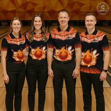 Load image into Gallery viewer, Orange Flame Bowling Team Shirt Customized Polo &amp; Quarter-Zip Bowling Team Jersey for Women QZT838