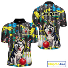 Load image into Gallery viewer, Funny Husky Bowling Shirt for Men Custom Bowling Team Jersey Bowling Outfit Polo &amp; Quarter-Zip QZT971