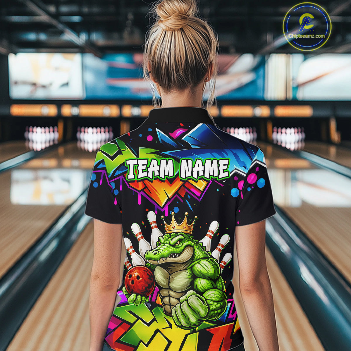 Custom Colorful Funny Crocodile Bowling Shirt for Women Alligator Bowling Jersey Polo & 1/4-Zip QZT1251