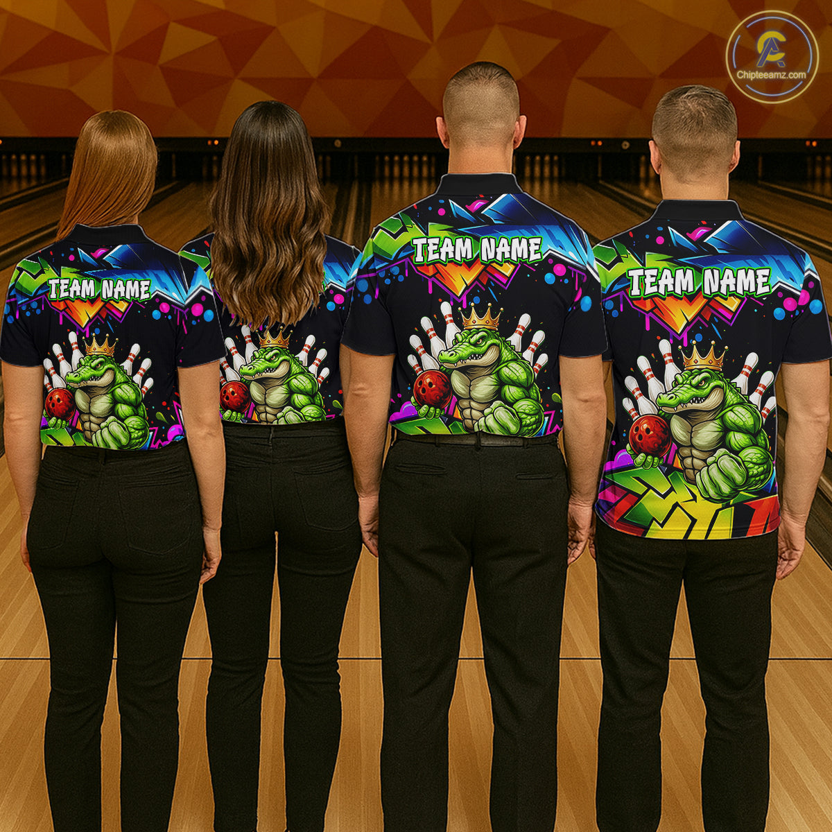 Custom Colorful Funny Crocodile Bowling Shirt for Men Alligator Bowling Jersey Polo & 1/4-Zip QZT1251