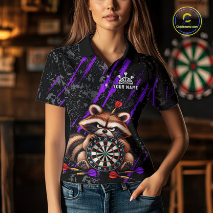 Custom Funny Raccoon Dart Shirt for Women Dartboard Dart Jersey Polo & 1/4-Zip DHT100