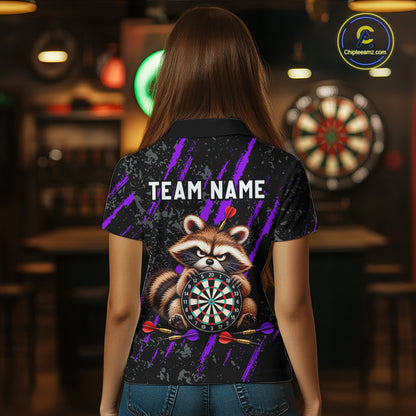 Custom Funny Raccoon Dart Shirt for Women Dartboard Dart Jersey Polo & 1/4-Zip DHT100