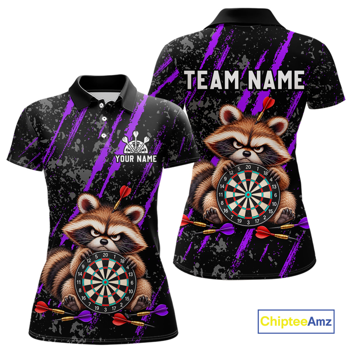 Custom Funny Raccoon Dart Shirt for Women Dartboard Dart Jersey Polo & 1/4-Zip DHT100