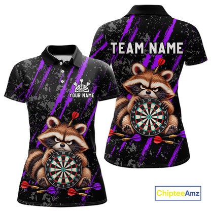 Custom Funny Raccoon Dart Shirt for Women Dartboard Dart Jersey Polo & 1/4-Zip DHT100