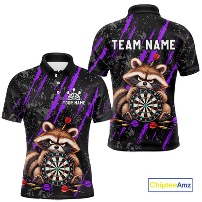 Custom Funny Raccoon Dart Shirt for Men Dartboard Dart Jersey Polo & 1/4-Zip DHT100