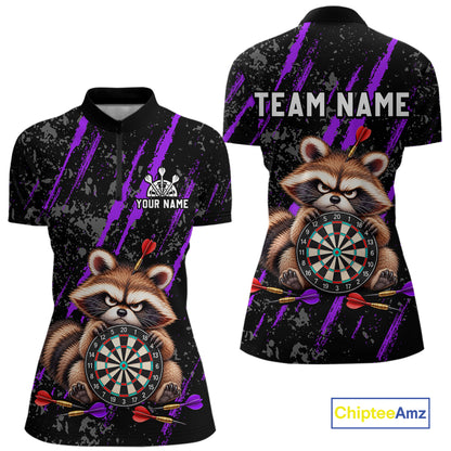 Custom Funny Raccoon Dart Shirt for Women Dartboard Dart Jersey Polo & 1/4-Zip DHT100