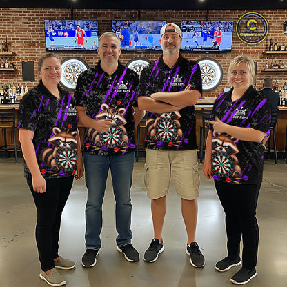 Custom Funny Raccoon Dart Shirt for Men Dartboard Dart Jersey Polo & 1/4-Zip DHT100