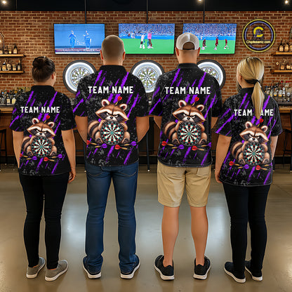Custom Funny Raccoon Dart Shirt for Men Dartboard Dart Jersey Polo & 1/4-Zip DHT100