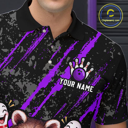 Custom Purple Funny Raccoon Bowling Shirt for Men Funny Bowling Jersey League QZT1399