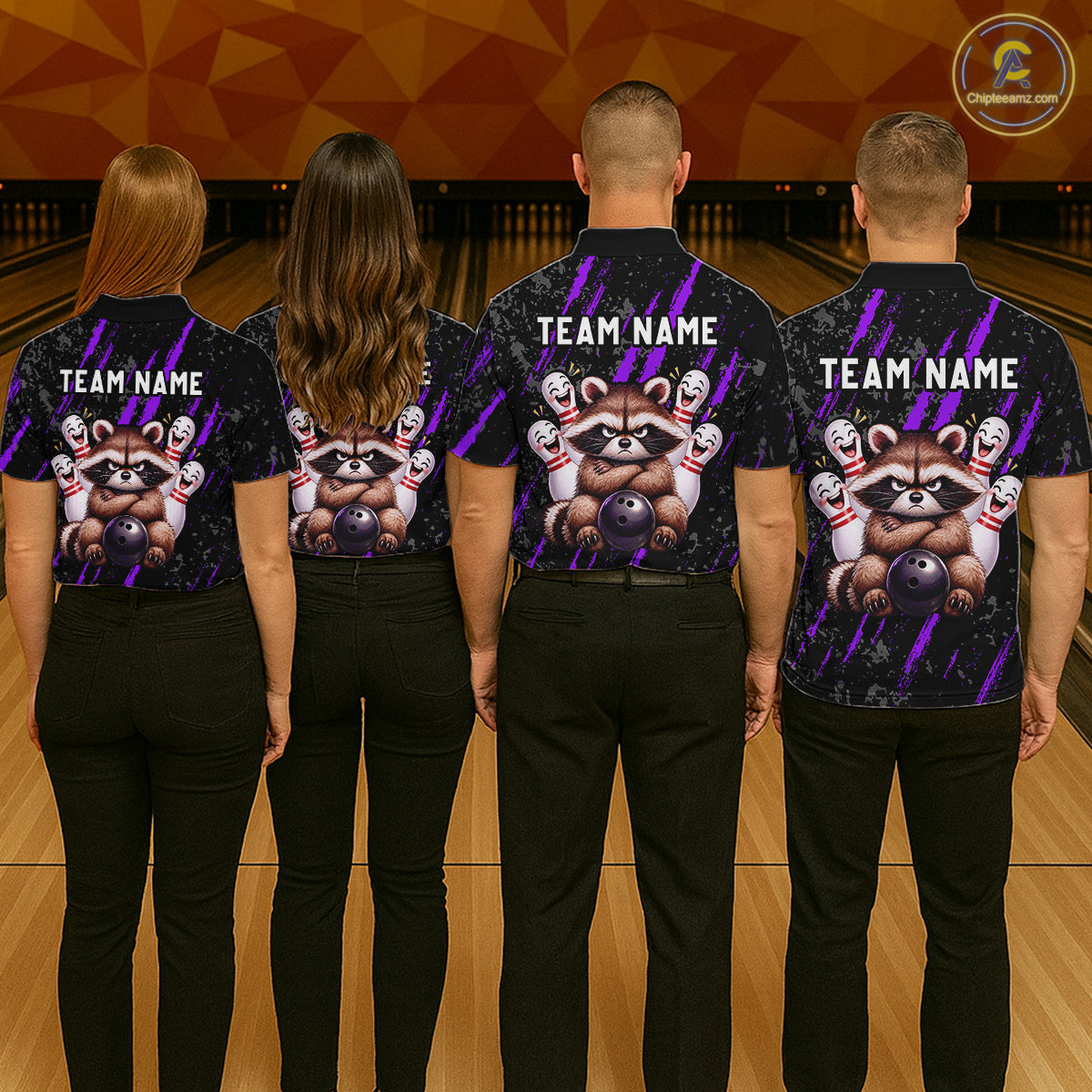 Custom Purple Funny Raccoon Bowling Shirt for Men Funny Bowling Jersey League QZT1399