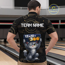 Load image into Gallery viewer, Custom Funny Cat Bowling Math Shirt Polo &amp; 1/4-Zip Bowling League Jersey Bowling Outfit for Men QZT927