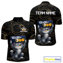 Load image into Gallery viewer, Custom Funny Cat Bowling Math Shirt Polo &amp; 1/4-Zip Bowling League Jersey Bowling Outfit for Men QZT927
