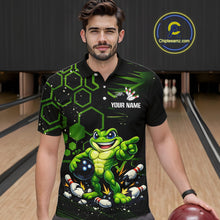 Load image into Gallery viewer, Custom Funny Green Frog Bowling Team Jersey Ugly Bowling Shirt for Men Polo &amp; Quarter-Zip QZT844
