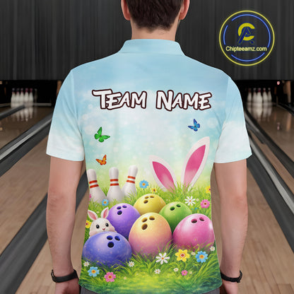 Funny Easter Bowling Shirt Custom Bowling Team Jersey for Men Bowling Outfit Polo & 1/4 Zip QZT979