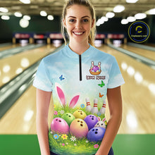 Load image into Gallery viewer, Funny Easter Bowling Shirt Custom Bowling Team Jersey for Women Polo &amp; 1/4 Zip QZT979